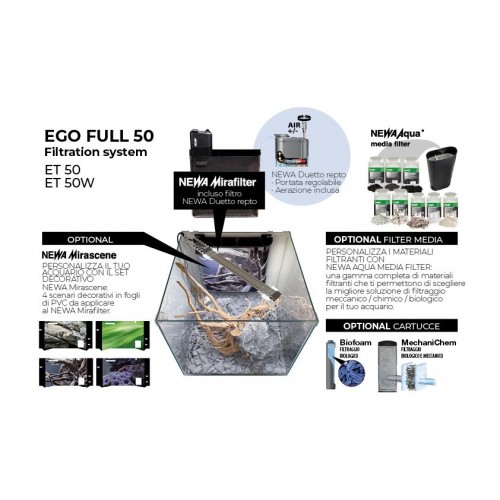 Newa EGO full 50, acquario cubico in cristallo...