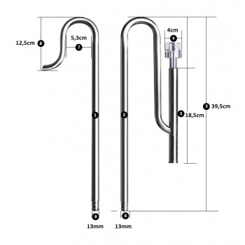 Whimar Stainless In-Out Set + Surface Skimmer 12/16 2
