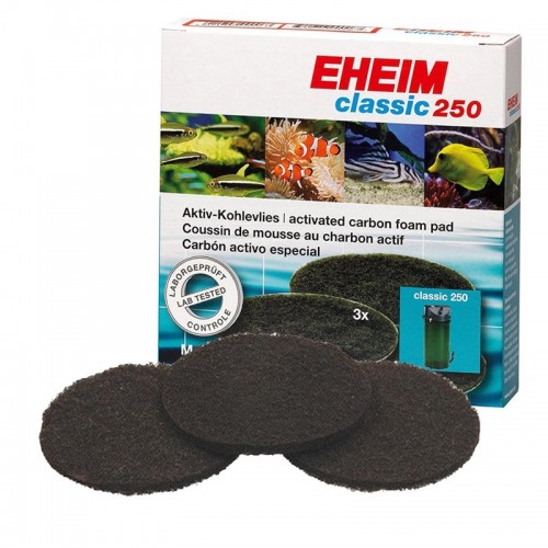 EHEIM Spugne al carbone attivo (3 pezzi) per filtri Classic 250 e ClassicVARIO+e 250