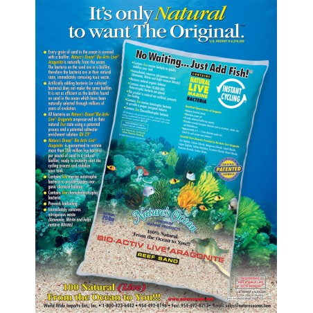Bio-Activ white live Aragonite sabbia marina Nature's Ocean