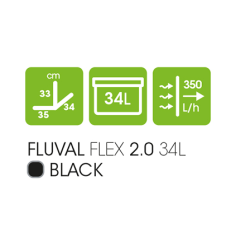 Curved Aquarium Fluval Flex 34LT 2.0 with RGB LED - Askoll - New 15050 Model