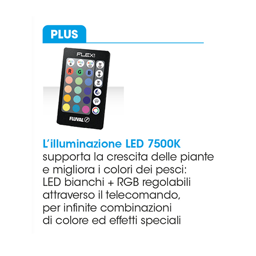 Acquario curvo Fluval flex 57Lt 2.0 con LED RGB...