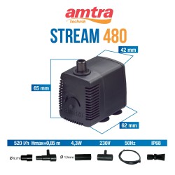 AMTRA Stream 480 - Pompe submersible pour Aquarium