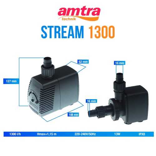 AMTRA Stream 1300 - Submersible pump for aquarium