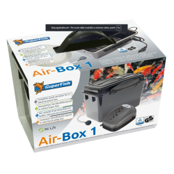 SuperFish Air Box 1 Kit Aerazione per Laghetto - Pompa ad Aria 96 L/H con Diffusore, Tubo 7,5 m e Box Impermeabile