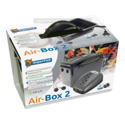 SuperFish Air Box 2 Kit Aerazione Laghetto Professionale - Pompa Aria 240 L/H con 2 Diffusori e Box Impermeabile