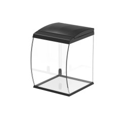 AQPET CurVe 35 - Acquario Panoramico in Vetro da Scrivania 35L con Filtro Integrato, Riscaldatore e LED – Nero e Bianco