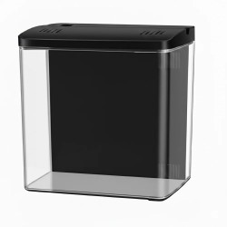 AQPET Neya Acquario da Scrivania 6 Litri con LED Multicolor e Filtro Integrato USB - Nero e Bianco