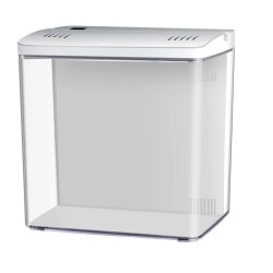AQPET Neya Acquario da Scrivania 6 Litri con LED Multicolor e Filtro Integrato USB - Nero e Bianco
