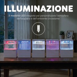 AQPET Hydo Mini Acquario da Scrivania con Dock Station, Filtro Integrato e LED Multicolore USB