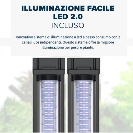 Aquatlantis Volga 180 cm103.5x42,7x50,9H - Aquarium complet avec filtre interne, éclairage LED et chauffage