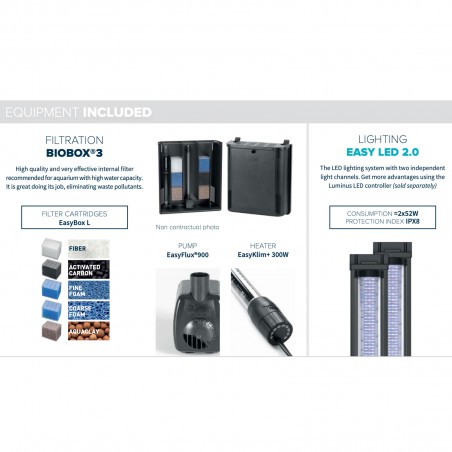 Aquatlantis Volga 180 cm103,5x42,7x50,9h - acquario completo di filtro interno, illuminazione LED e riscaldatore