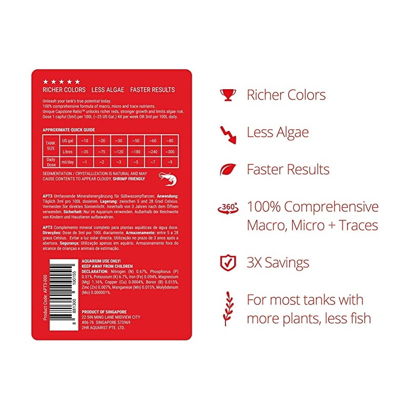 APT 3 Nutrition complète - Engrais aquariant 2HR