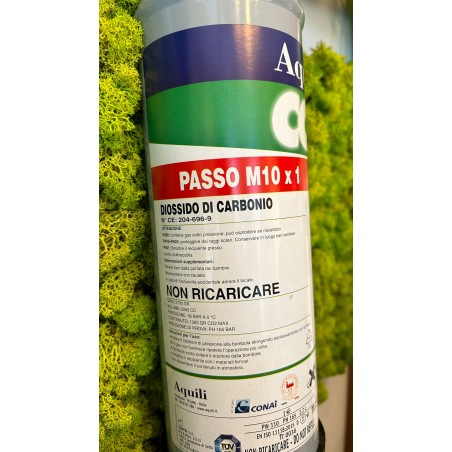 Bombola 1300 gr Co2 passo 10x1mm Aquili con piedino