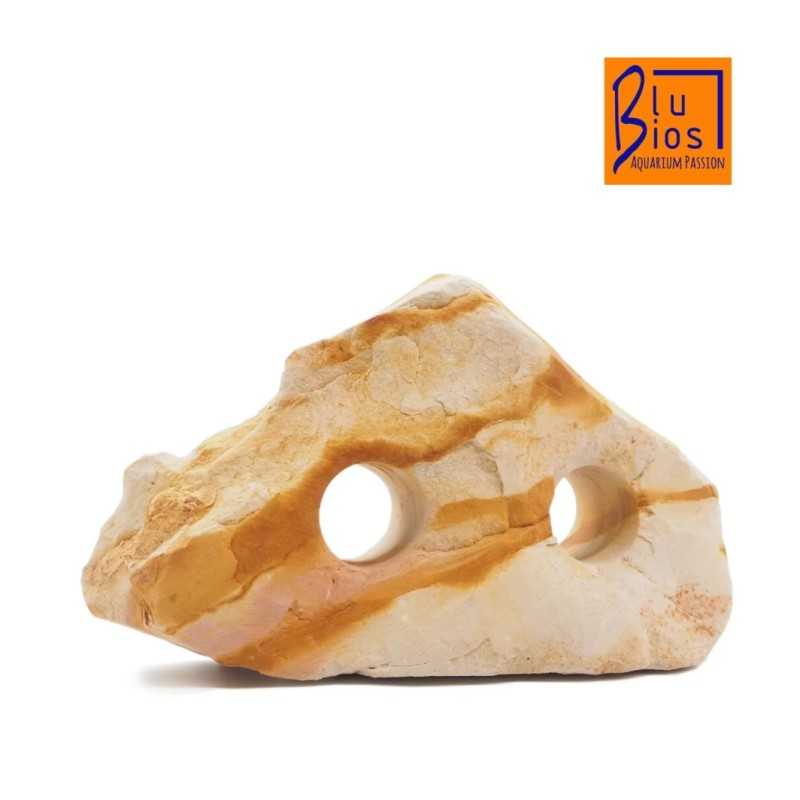 Rainbow rock with blue BIOS holes